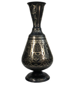 Handmade Moroccan Arabic letters Damascene Vase – Silver Inlay Metal Ewer, Luxury Decorative Jug, Artisan Home Decor from Meknes //only one . very rare.//// - Image 9