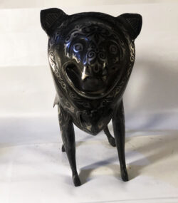 Antique Damascene Lion Sculpture – Handmade Silver Inlay Metal Lion – Damascus Artisan Decor – Middle Eastern Collectible Statue - Image 6