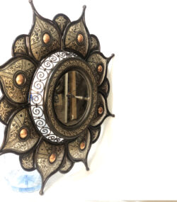 Antique Damascene Sunburst Mirror – Handmade Silver Inlay Wall Mirror – Middle Eastern Decorative Mirror – Damascus Artisan Wall Decor - Image 4