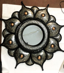 Antique Damascene Sunburst Mirror – Handmade Silver Inlay Wall Mirror – Middle Eastern Decorative Mirror – Damascus Artisan Wall Decor - Image 8