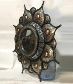 Antique Damascene Sunburst Mirror – Handmade Silver Inlay Wall Mirror – Middle Eastern Decorative Mirror – Damascus Artisan Wall Decor - Image 7