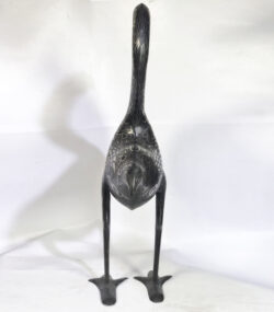 Damascene Flamingo Sculpture – Silver Inlay Metal Flamingo Statue, Rare Artisan Masterpiece from Meknes - Image 8