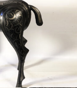 Handmade Damascene Gazelle Sculpture – Silver Inlay Metal Antelope Statue, Luxury Artisan Decor from Meknes - Image 4