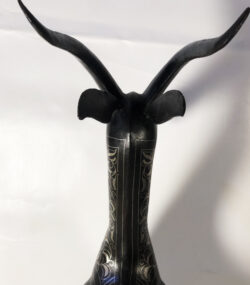 Handmade Damascene Gazelle Sculpture – Silver Inlay Metal Antelope Statue, Luxury Artisan Decor from Meknes - Image 10