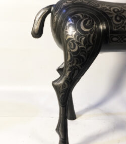 Handmade Damascene Gazelle Sculpture – Silver Inlay Metal Antelope Statue, Luxury Artisan Decor from Meknes - Image 8
