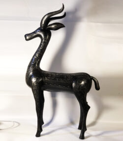 Handmade Damascene Gazelle Sculpture – Silver Inlay Metal Antelope Statue, Luxury Artisan Decor from Meknes - Image 7