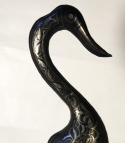 handmade Damascene Swan Statue – Silver Inlay Metal Swan Sculpture – Elegant Bird Decor – Moroccan Artisan Gift – Luxury Home Accent - Image 5