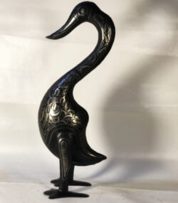 handmade Damascene Swan Statue – Silver Inlay Metal Swan Sculpture – Elegant Bird Decor – Moroccan Artisan Gift – Luxury Home Accent - Image 7