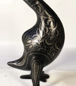 handmade Damascene Swan Statue – Silver Inlay Metal Swan Sculpture – Elegant Bird Decor – Moroccan Artisan Gift – Luxury Home Accent - Image 6