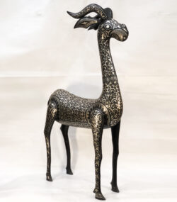 Handmade Damascene Gazelle Sculpture – Silver Inlay Metal Antelope Statue, Luxury Artisan Decor from Meknes - Image 8