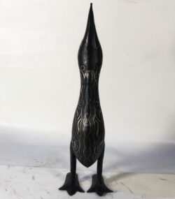 Handmade Damascene Heron Sculpture – Moroccan Silver Inlay Bird Statue, Luxury Artisan Metal Decor - Image 5
