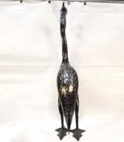 Handmade Damascene Heron Sculpture – Silver Inlay Metal Bird Statue, Luxury Artisan Crane Decor from Meknes - Image 4