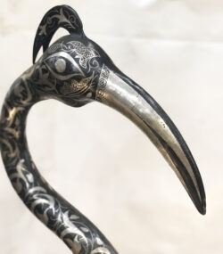 Handmade Damascene Heron Sculpture – Silver Inlay Metal Bird Statue, Luxury Artisan Crane Decor from Meknes - Image 9