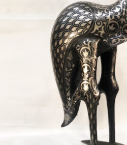 Handmade Damascene Heron Sculpture – Silver Inlay Metal Bird Statue, Luxury Artisan Crane Decor from Meknes - Image 8
