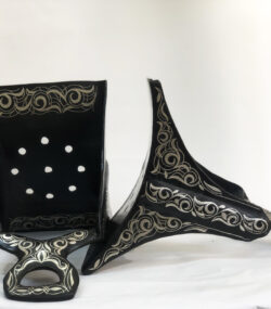 Handmade Damascene Horse Stirrups – Silver Inlay Equestrian Decor – Decorative Metal Saddle Stirrups – Moroccan Artisan Wall Art