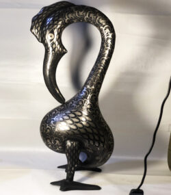 Damascene Ibis Sculpture – Silver Inlay Metal Ibis Statue, Luxury Artisan Wildlife Art from Meknes - Image 10