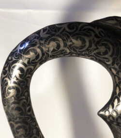 Damascene Ibis Sculpture – Silver Inlay Metal Ibis Statue, Luxury Artisan Wildlife Art from Meknes - Image 8