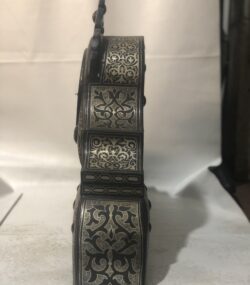 Wooden Rare Handmade Damascene Mantel Clock – Silver Inlay Desk Clock – Moroccan Decorative Clock – Luxury Middle Eastern Home Decor - Image 8