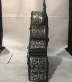 Wooden Rare Handmade Damascene Mantel Clock – Silver Inlay Desk Clock – Moroccan Decorative Clock – Luxury Middle Eastern Home Decor - Image 7