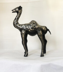 Damascene small Camel Sculpture – Handmade Silver Inlay Metal Art from Meknes, Luxury Artisan Home Decor - Image 5