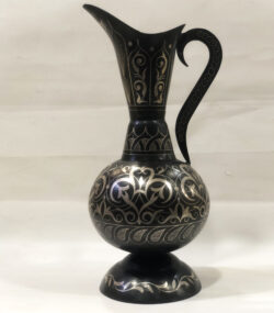 Handmade Moroccan Damascene pitcher Vase – Silver Inlay Metal Ewer, Luxury Decorative Jug, Artisan Home Decor from Meknes- (19) - Image 2