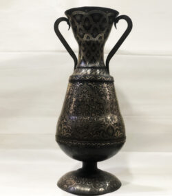 Handmade Moroccan Damascene pitcher Vase – Silver Inlay Metal Ewer, Luxury Decorative Jug, Artisan Home Decor from Meknes- (20)