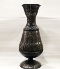 Handmade Moroccan Damascene pitcher Vase – Silver Inlay Metal Ewer, Luxury Decorative Jug, Artisan Home Decor from Meknes- (20) - Image 2