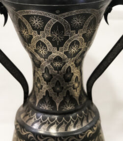 Handmade Moroccan Damascene pitcher Vase – Silver Inlay Metal Ewer, Luxury Decorative Jug, Artisan Home Decor from Meknes- (20) - Image 5