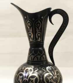 Handmade Moroccan Damascene pitcher Vase – Silver Inlay Metal Ewer, Luxury Decorative Jug, Artisan Home Decor from Meknes- (19) - Image 6