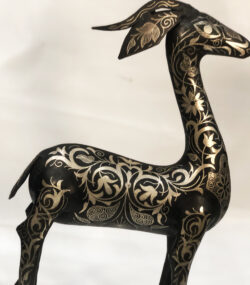 Damascene Gazelle Sculpture – Silver Inlay Antelope Statue, Luxury Metal Animal Art, Artisan Decor from Meknes (Copy) - Image 10