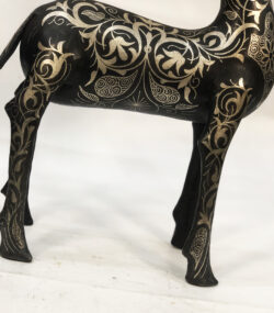 Damascene Gazelle Sculpture – Silver Inlay Antelope Statue, Luxury Metal Animal Art, Artisan Decor from Meknes (Copy) - Image 3