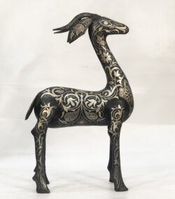 Damascene Gazelle Sculpture – Silver Inlay Antelope Statue, Luxury Metal Animal Art, Artisan Decor from Meknes (Copy) - Image 2