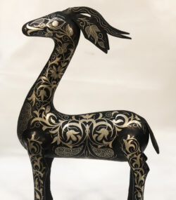 Damascene Gazelle Sculpture – Silver Inlay Antelope Statue, Luxury Metal Animal Art, Artisan Decor from Meknes (Copy) - Image 8