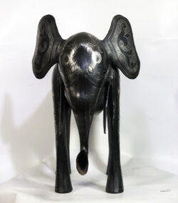Damascene Elephant Sculpture – Silver Inlay Metal Elephant Statue, Rare Artisan Masterpiece from Meknes - Image 4