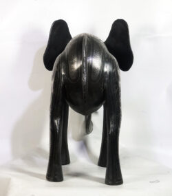 Damascene Elephant Sculpture – Silver Inlay Metal Elephant Statue, Rare Artisan Masterpiece from Meknes - Image 5