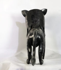 Damascene Lion Sculpture – Silver Inlay Metal Lion Statue, Rare Artisan Masterpiece from Meknes - Image 6