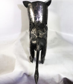 Damascene Lion Sculpture – Silver Inlay Metal Lion Statue, Rare Artisan Masterpiece from Meknes - Image 4