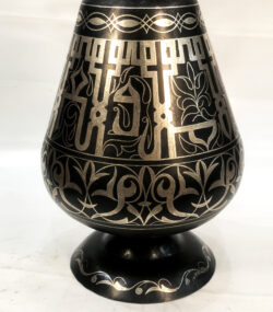 Handmade Moroccan Arabic letters Damascene Vase – Silver Inlay Metal Ewer, Luxury Decorative Jug, Artisan Home Decor from Meknes //only one . very rare.//// - Image 7