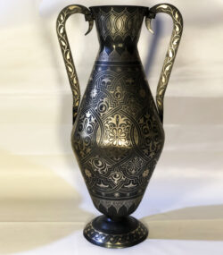 Handmade Moroccan Damascene pitcher Vase – Silver Inlay Metal Ewer, Luxury Decorative Jug, Artisan Home Decor from Meknes. 1- ( - Image 7