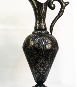 Handmade Moroccan Damascene pitcher Vase – Silver Inlay Metal Ewer, Luxury Decorative Jug, Artisan Home Decor from Meknes- H8opy)