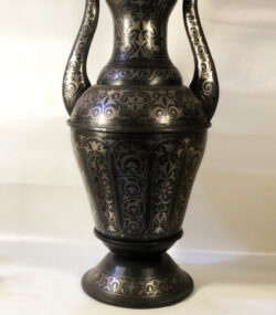 Handmade Moroccan Damascene pitcher Vase – Silver Inlay Metal Ewer, Luxury Decorative Jug, Artisan Home Decor from Meknes- (4) - Image 2