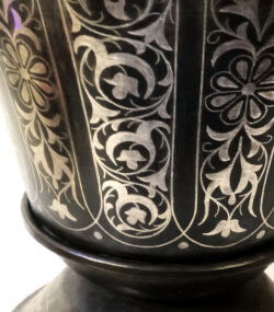 Handmade Moroccan Damascene pitcher Vase – Silver Inlay Metal Ewer, Luxury Decorative Jug, Artisan Home Decor from Meknes- (4) - Image 3