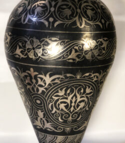 Handmade Moroccan Damascene pitcher Vase – Silver Inlay Metal Ewer, Luxury Decorative Jug, Artisan Home Decor from Meknes- (3) - Image 5