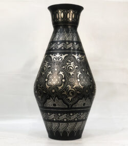 Handmade Moroccan Damascene pitcher Vase – Silver Inlay Metal Ewer, Luxury Decorative Jug, Artisan Home Decor from Meknes. - Image 2