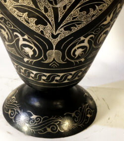 Handmade Moroccan Damascene pitcher Vase – Silver Inlay Metal Ewer, Luxury Decorative Jug, Artisan Home Decor from Meknes- (6) - Image 2