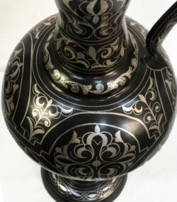 Handmade Moroccan Damascene pitcher Vase – Silver Inlay Metal Ewer, Luxury Decorative Jug, Artisan Home Decor from Meknes- H8opy) - Image 7