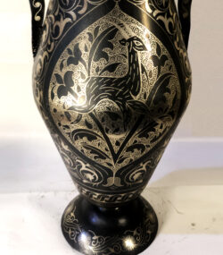 Handmade Moroccan Damascene pitcher Vase – Silver Inlay Metal Ewer, Luxury Decorative Jug, Artisan Home Decor from Meknes- (6) - Image 6