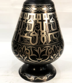 Handmade Moroccan Arabic letters Damascene Vase – Silver Inlay Metal Ewer, Luxury Decorative Jug, Artisan Home Decor from Meknes //only one . very rare.//// - Image 2