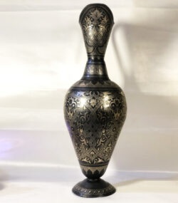 Handmade Moroccan Damascene pitcher Vase – Silver Inlay Metal Ewer, Luxury Decorative Jug, Artisan Home Decor from Meknes. -2 - Image 5