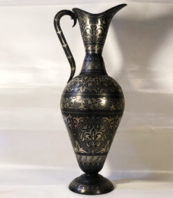 Handmade Moroccan Damascene pitcher Vase – Silver Inlay Metal Ewer, Luxury Decorative Jug, Artisan Home Decor from Meknes- (3) - Image 13